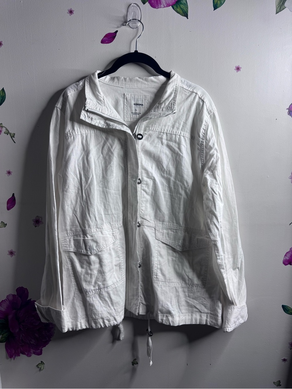 White Lightweight Women's Jacket - Casual Zip-Front Coat